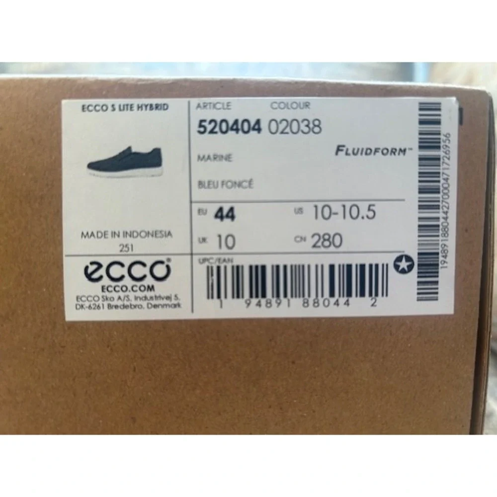 ECCO Men's S Lite Hybrid Slip On Leather Comfort Shoes Marine Blue NIB - 10-10.5